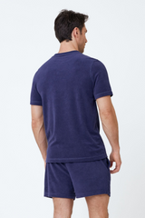 Navy Blue Men's Terry Cloth T-Shirt