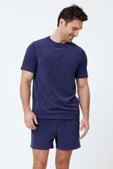 Navy Blue Men's Terry Cloth T-Shirt