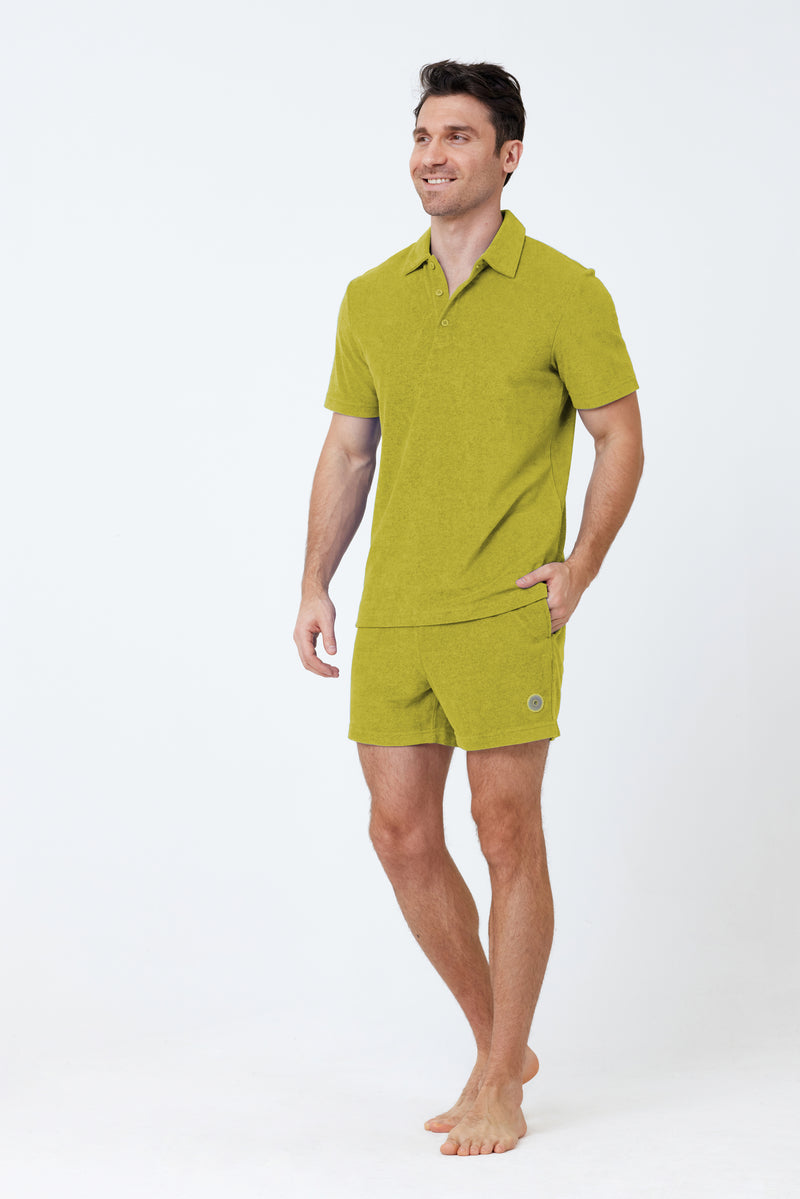 Olive Men's Terry Cloth Polo Shirt